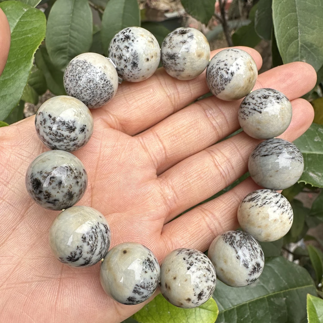 和田玉天然水草沁聚宝盆手串卡18