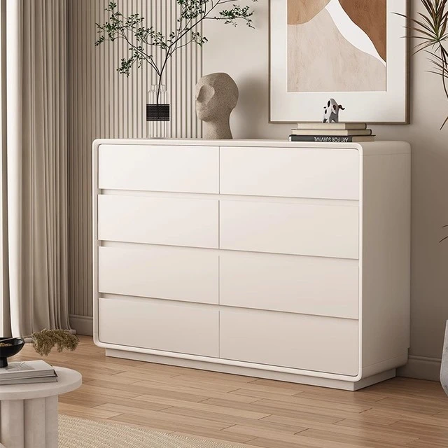 奶油风五六斗柜实木烤漆白色轻奢简约现代收纳柜卧室收纳床尾柜