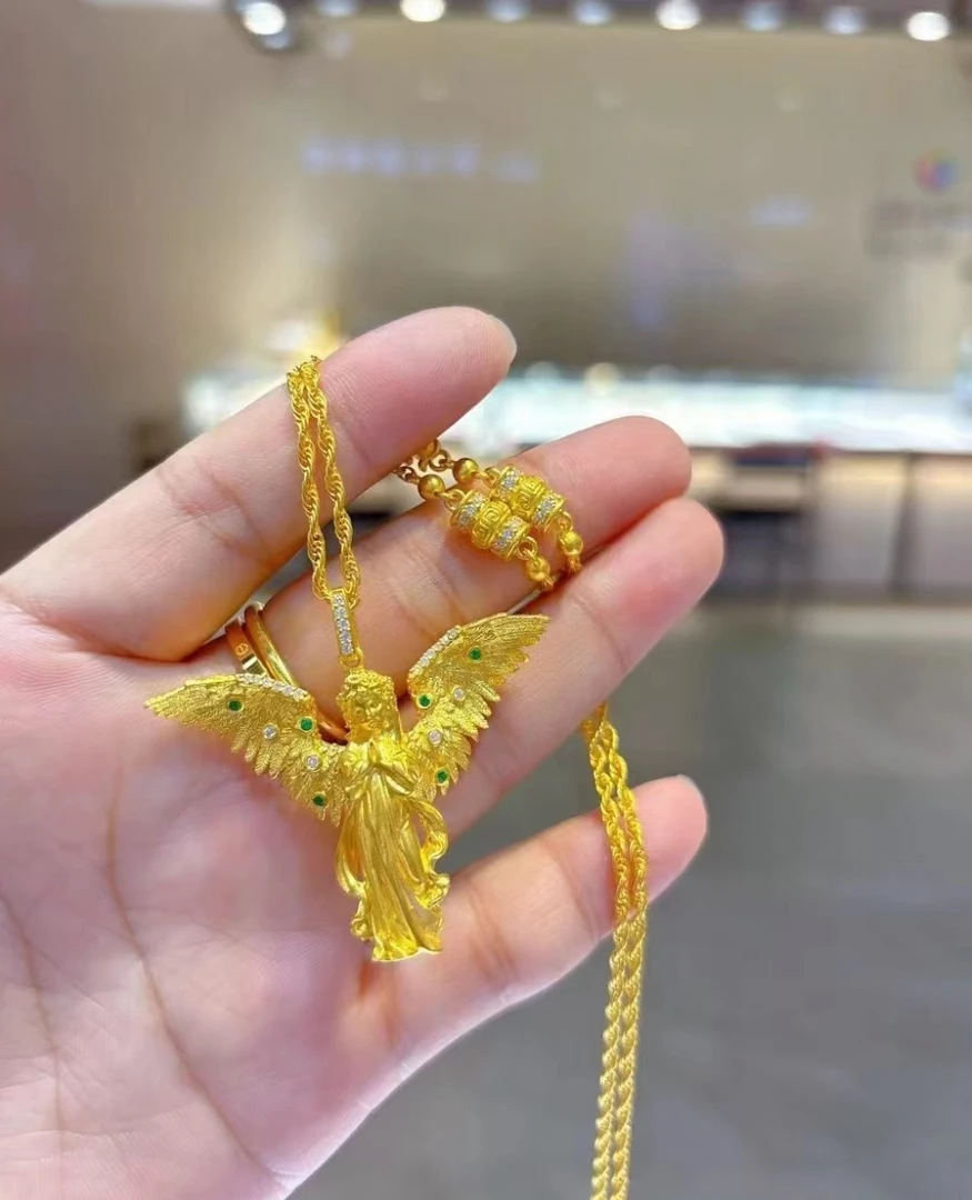 【钰辰珠宝】足金999 高工镶嵌系列 守护天使吊坠