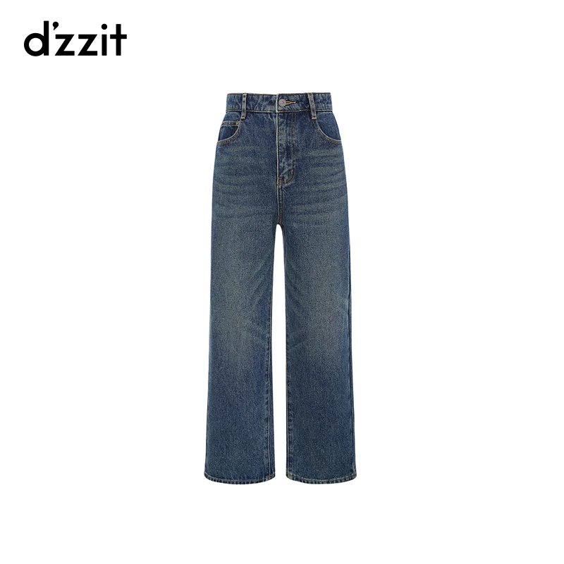 【专属】dzzit地素牛仔裤高街潮流棉质宽松九分直筒裤女3I1R610