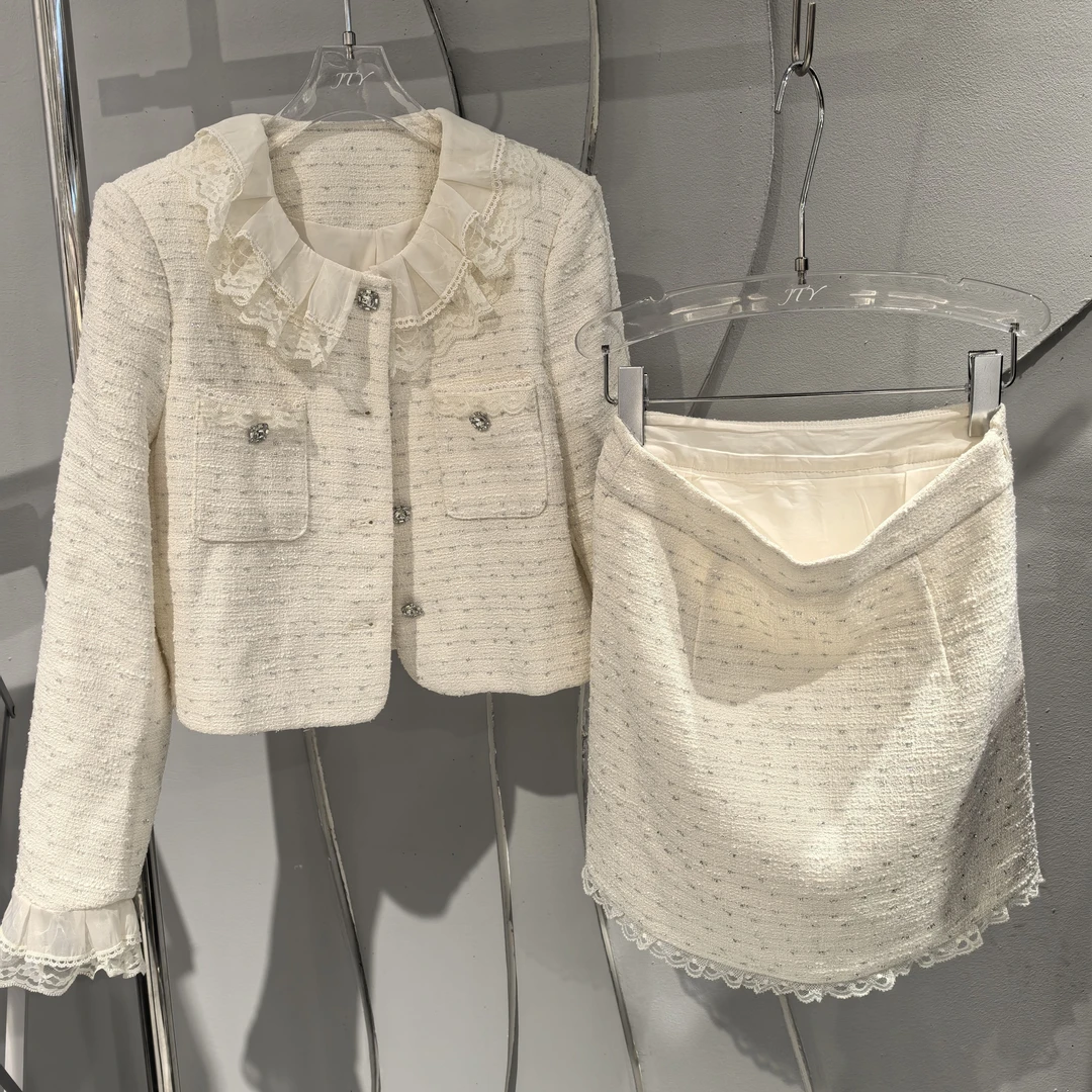 JINTAIYANG【31070】蕾丝法式洋气名媛设计师春季小香风套装两件套