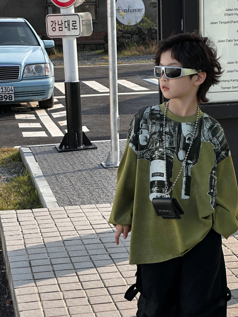 507101 韩版男童女童新款秋款时尚儿童洋气百搭休闲卫衣