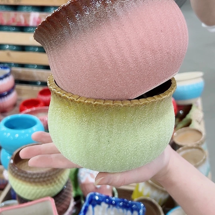 有孔.凑满10元发货多肉陶瓷花盆！