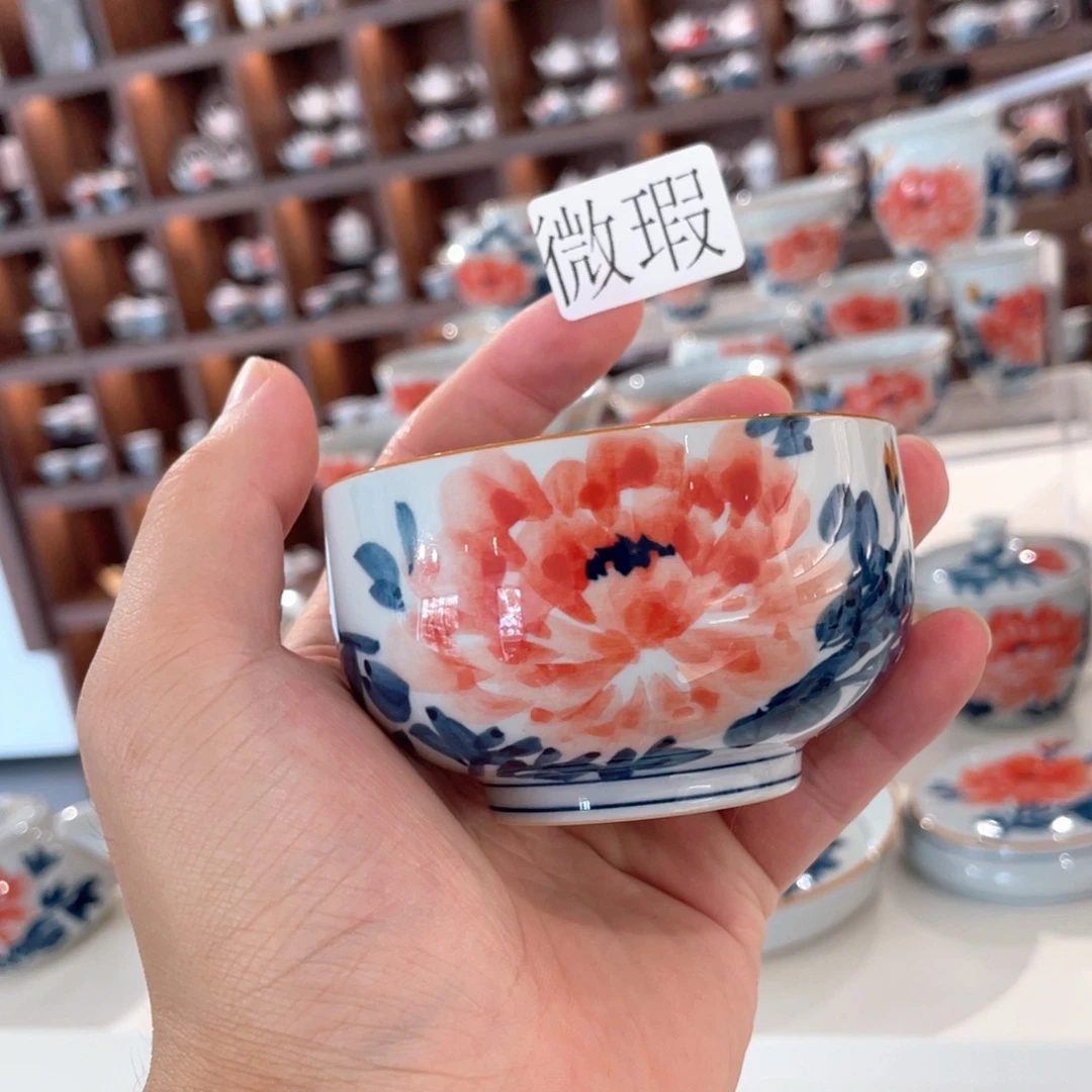 釉下手绘茶具微瑕