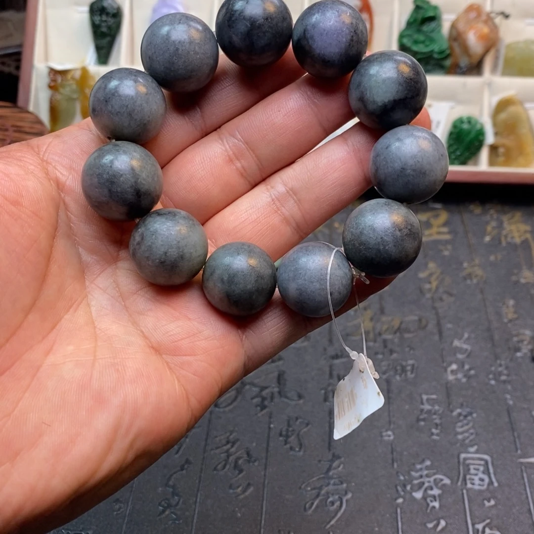 翡翠未镶嵌手串乌鸡卡20