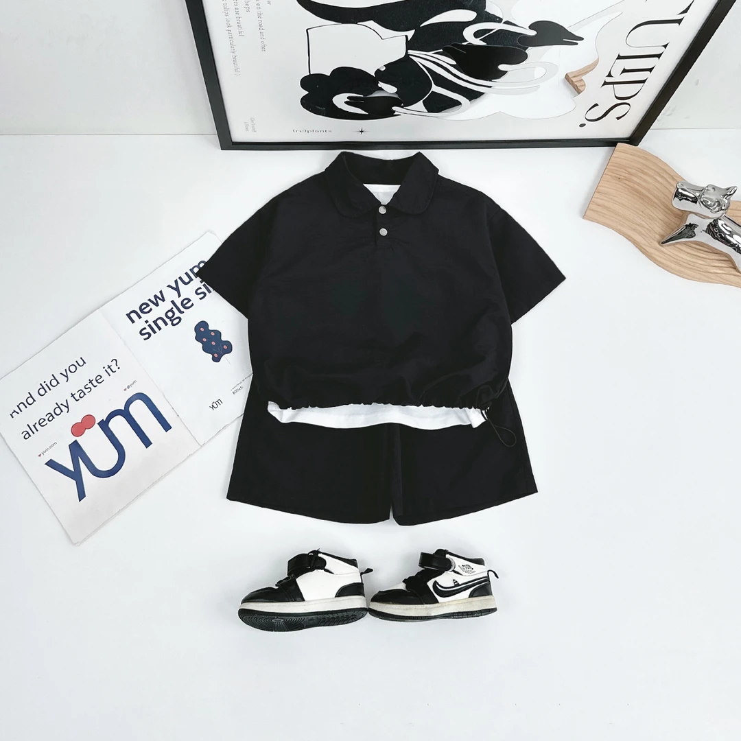 儿童套装夏季2025新款男童短袖三件套时尚潮 DF25038悠悠童话童装