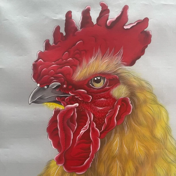 精品 绢本 工笔 斗方 鸿运当头 纯手绘国画