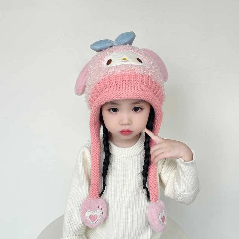 秋冬新品帽子秋季加厚男女童加绒毛线帽宝宝可爱卡通保暖女童帽子