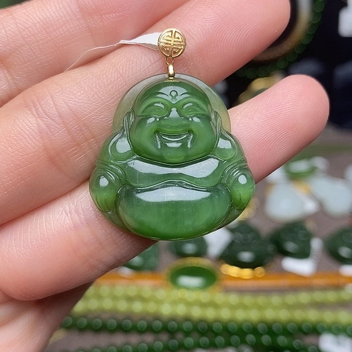 和田玉18K金镶嵌颈饰