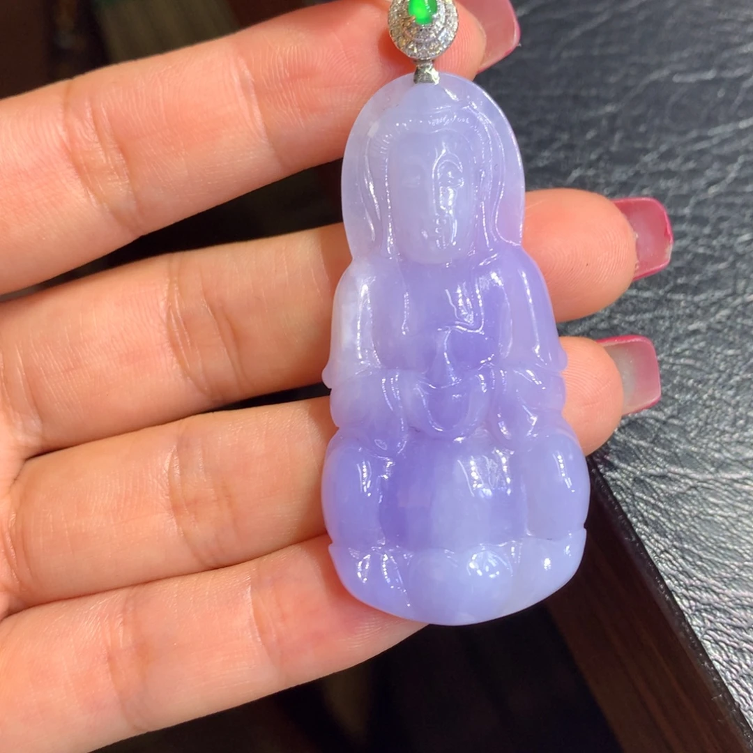 翡翠18K金镶嵌颈饰翡翠吊坠