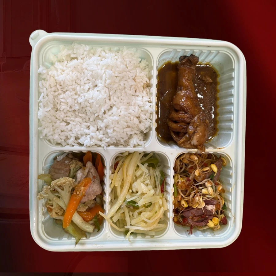 3荤1素红烧鸡腿/豆芽牛脸肉/花菜炒肉片/青椒土豆丝