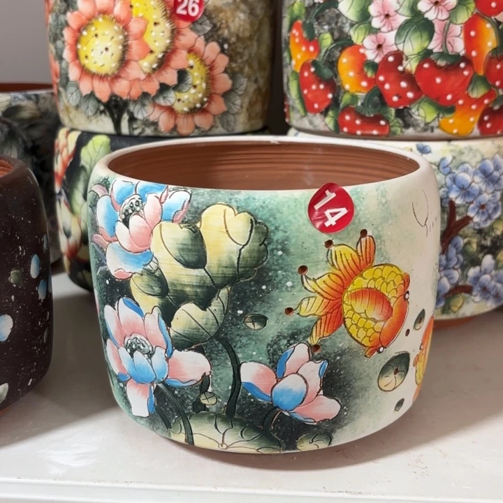 景德镇手绘花盆陶瓷15/13