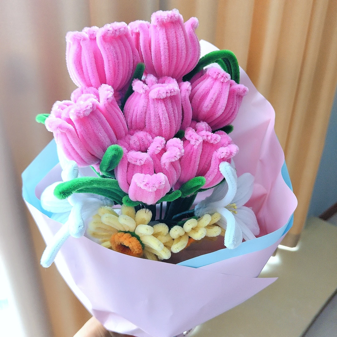 粉色成品扭扭棒真浪漫生日礼物花束送女生送朋友