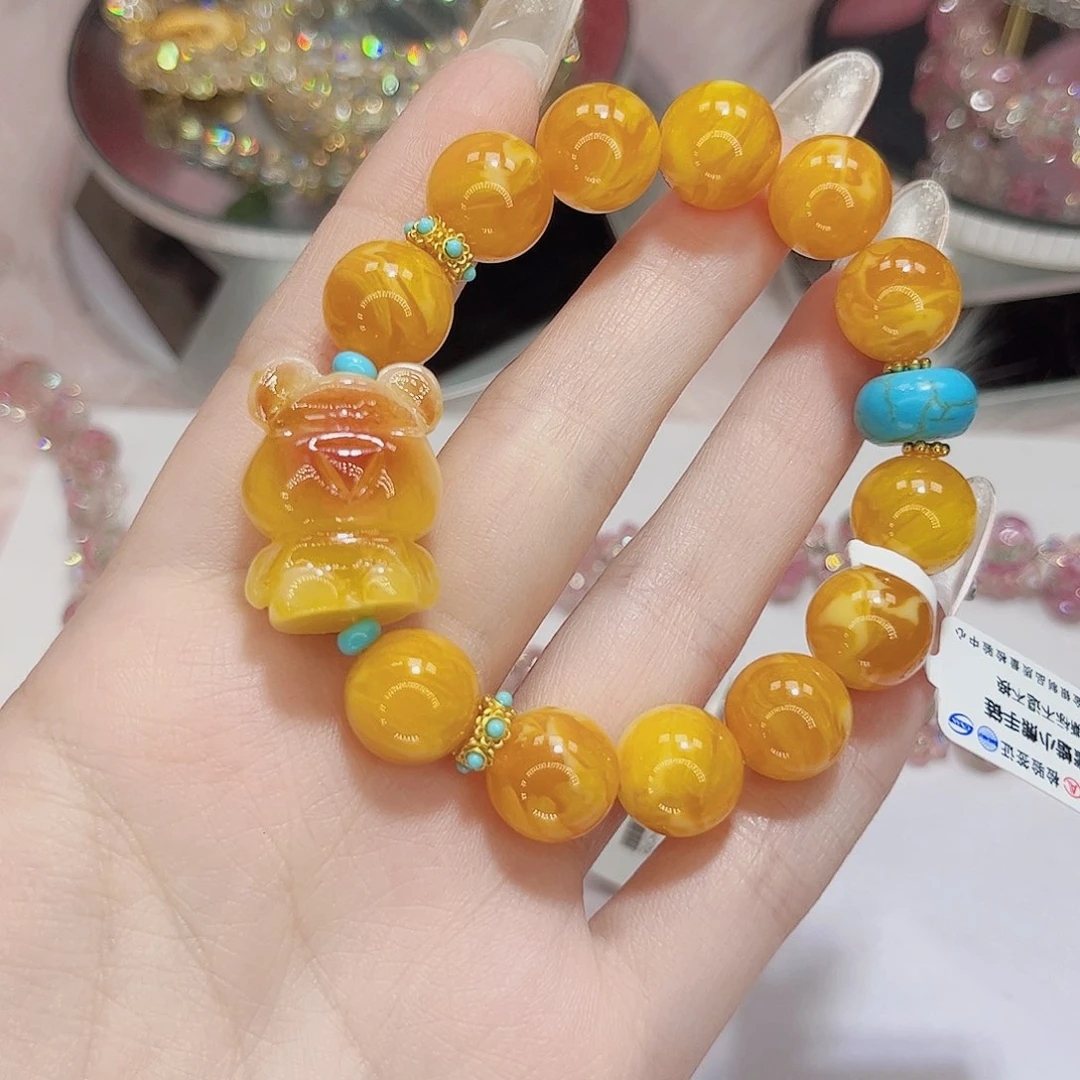 珐琅非金属小熊手链