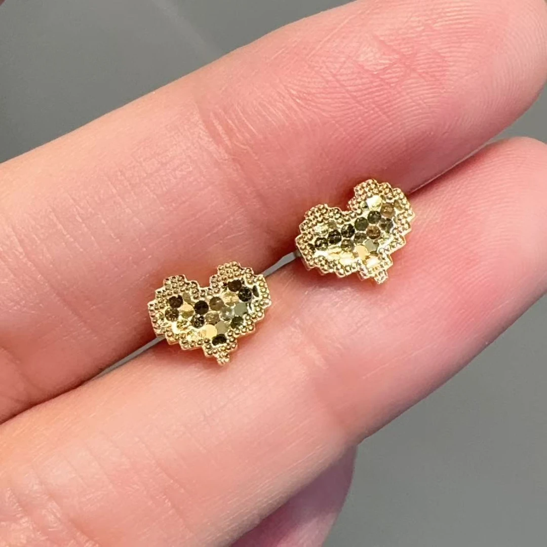 【小晗专属】18k金碎冰冰爱心耳钉 大气爆闪 时尚百搭 多样性发一