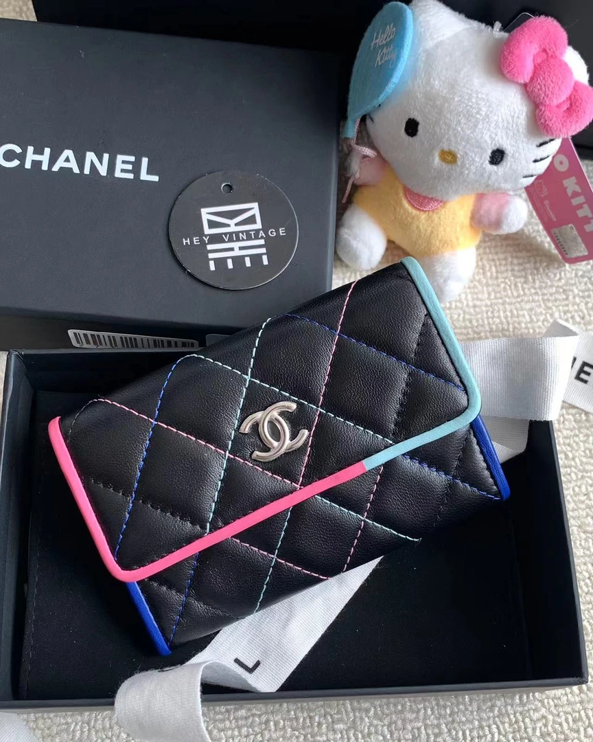 95新 Chanel/香奈儿 黑银炫彩卡包 16625951