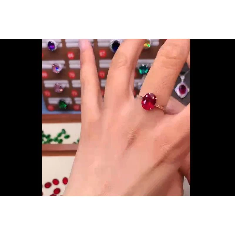 925银精致镶嵌红宝石戒指01005