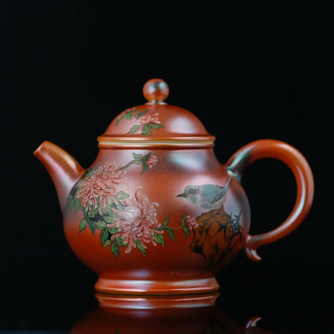 【晚晚专享】柴房金玉手绘新款花鸟高潘壶  WF085