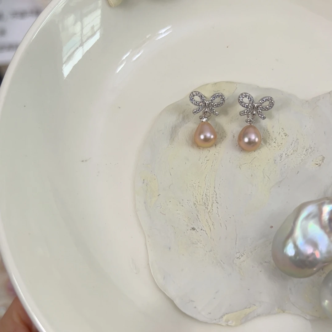 淡水珍珠耳饰银S925镶嵌妞妞