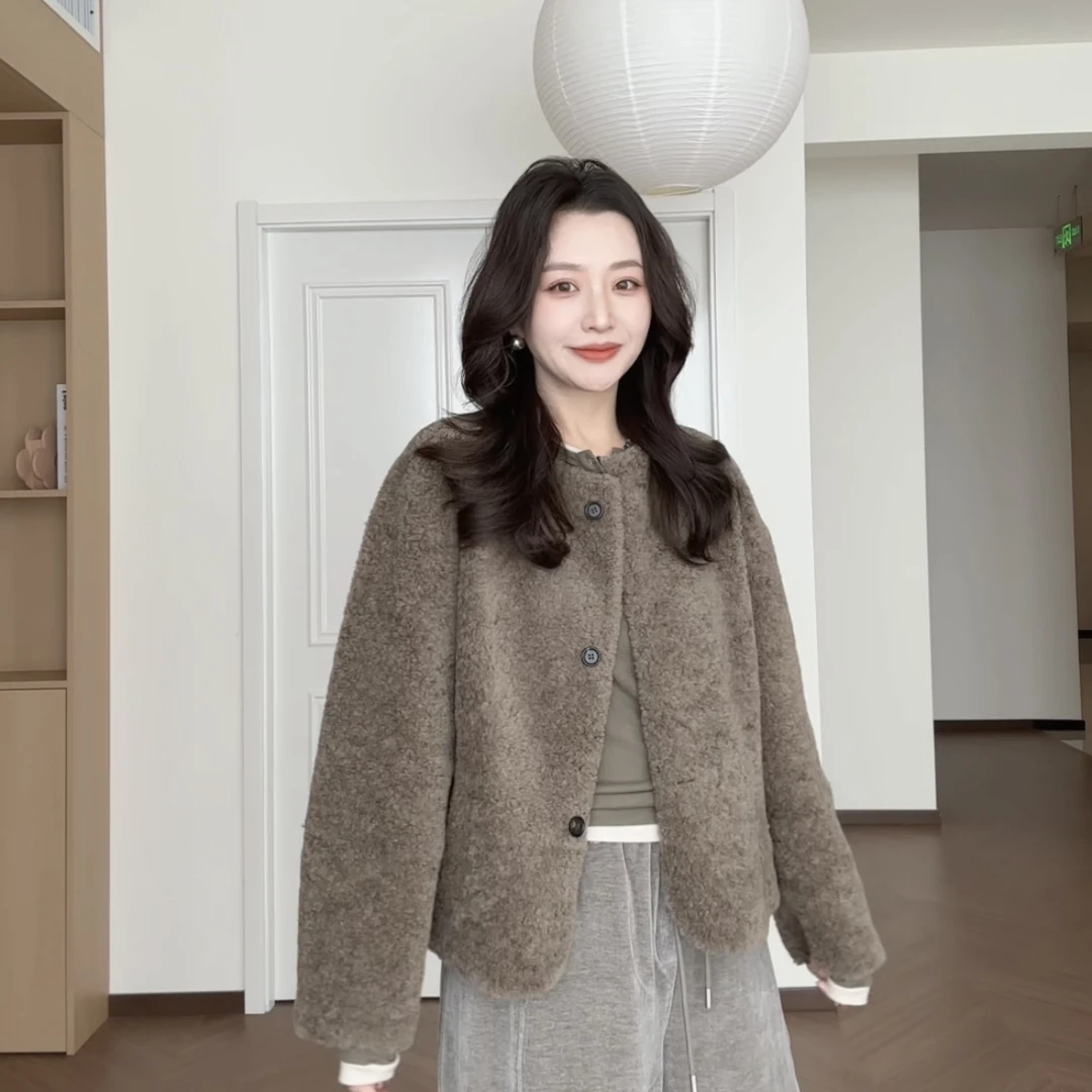 【繁花叙】时尚百搭气质轻奢老钱风韩版圆领秋冬短款外套女