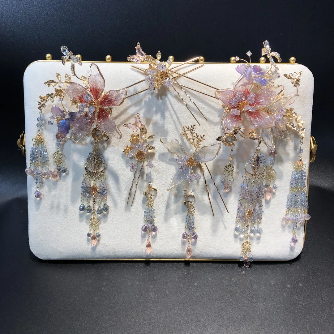 婚庆饰品0801浅色减龄中式新娘头饰古风婚礼龙凤褂配饰秀禾服发饰