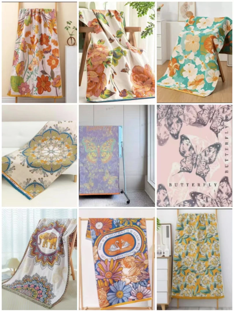 精品纱布浴巾80*160--花型随机1