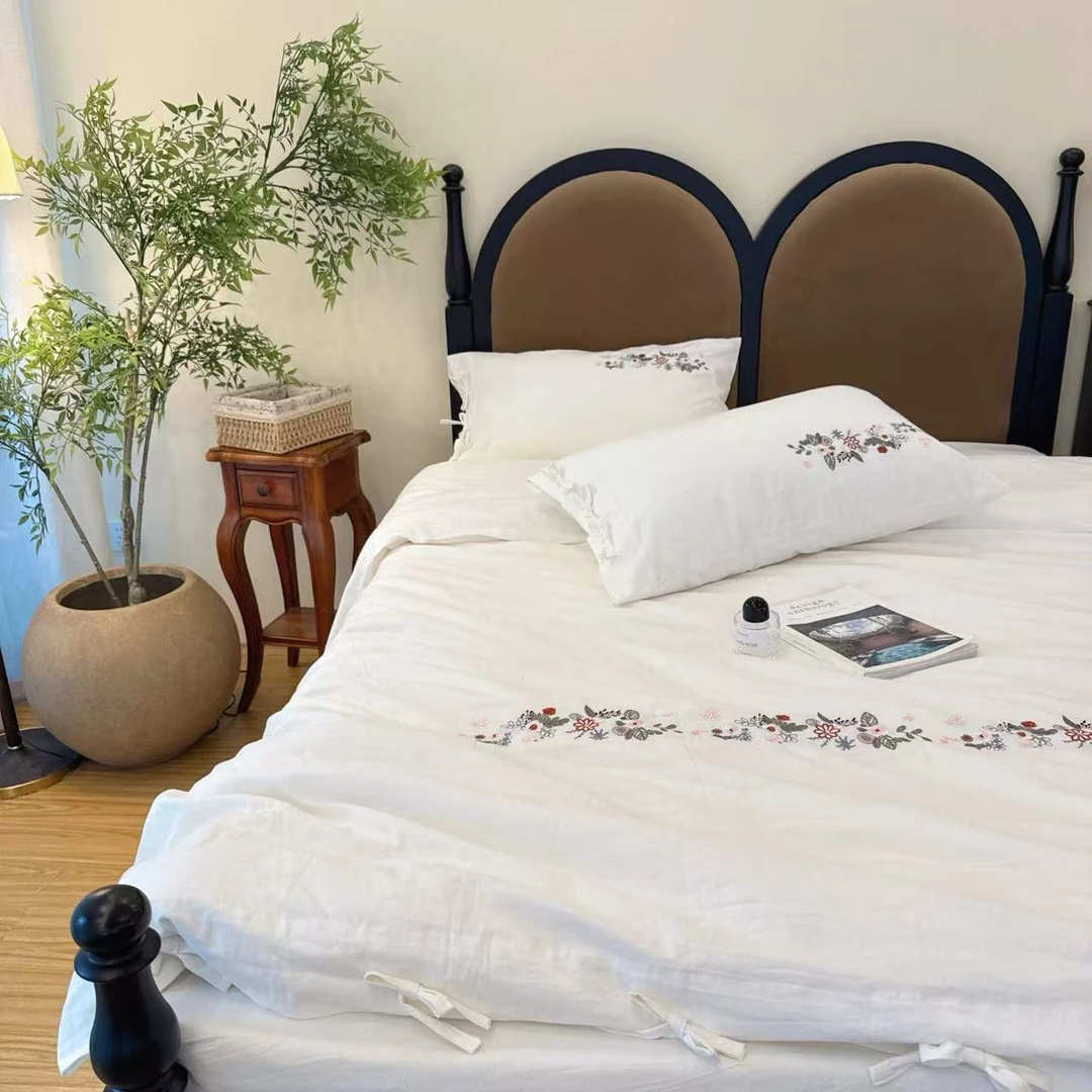 【惊喜回馈】秋色 刺绣款棉麻 四件套棉麻套件