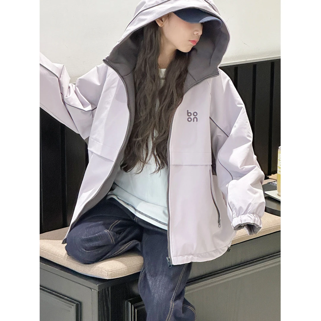 K30082孙小美双面穿户外女童连帽外套2025新款秋冬装儿童工装上衣