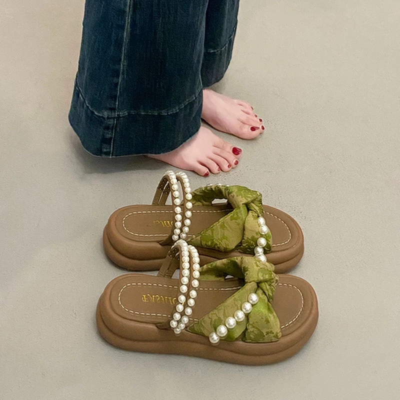 厚底绝美凉鞋女夏季外穿2025新款超火法式配裙子仙女风罗马凉拖鞋