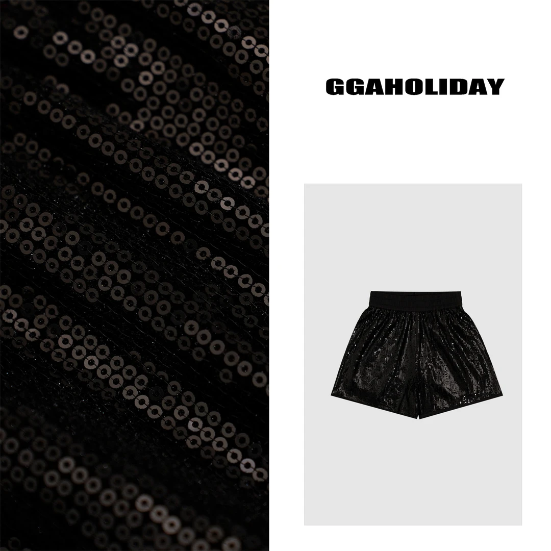 【上新】GGAHOLIDAY夏季宽松阔腿休闲裤潮流亮片松紧腰短裤-152613