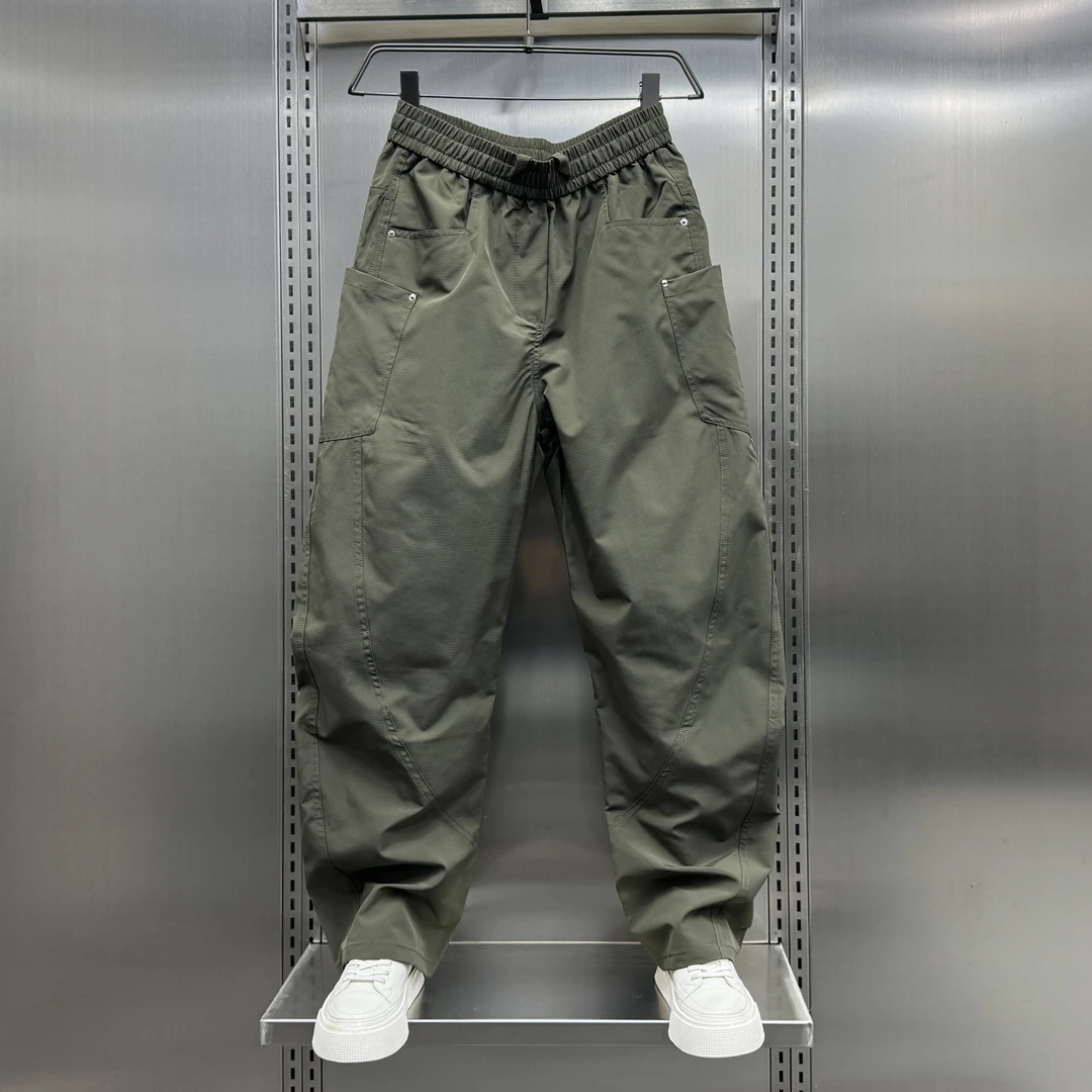 美式宽松直筒休闲裤男2025秋季潮流百搭工装裤纯色多口袋弯刀长裤