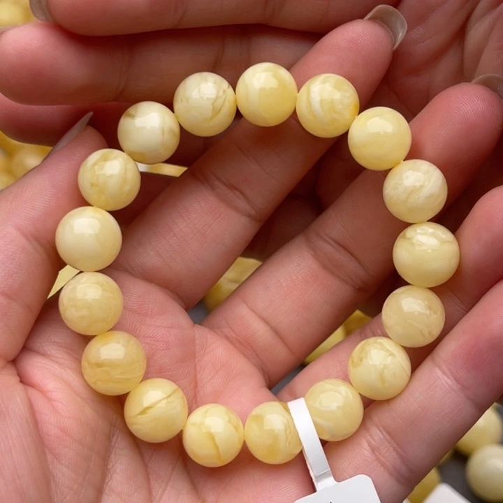 裸石琥珀未镶嵌蜜蜡圆珠手串卡十一浓蜡妖花