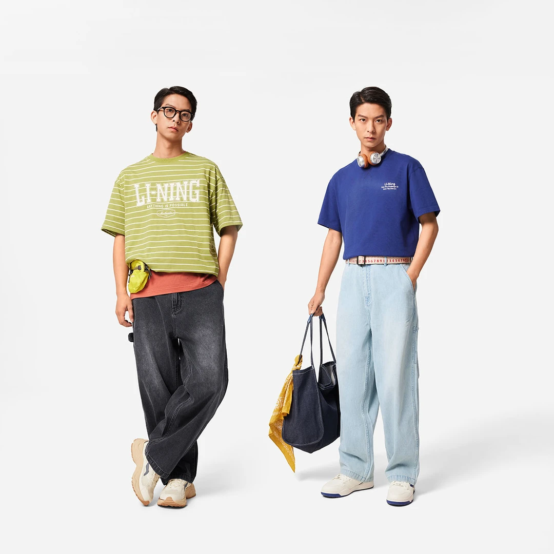 【2025新品】李宁运动生活系列男子直筒水洗牛仔长裤AJQV005