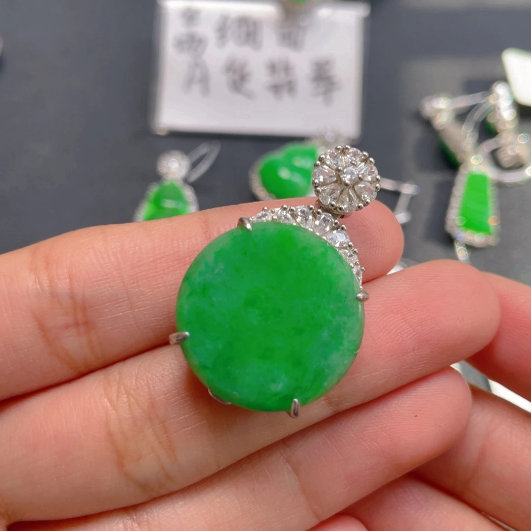 翡翠银S925镶嵌吊坠(不含链)
