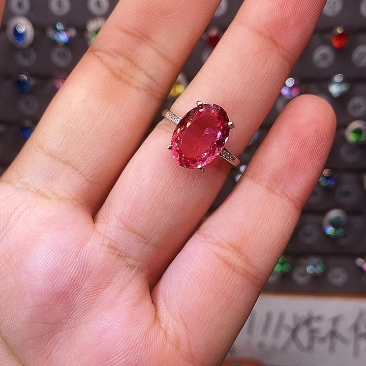 戒指托帕石银S925镶嵌