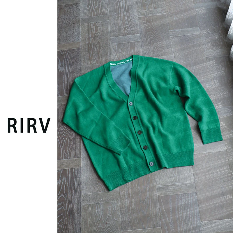 RIRV时髦-“葱葱”绿色双色开襟衫D2125AG3014