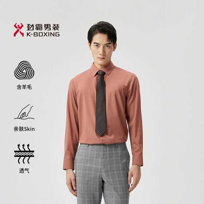 劲霸男装绵羊毛高级长袖高档男士商务时尚衬衫BAGT1393