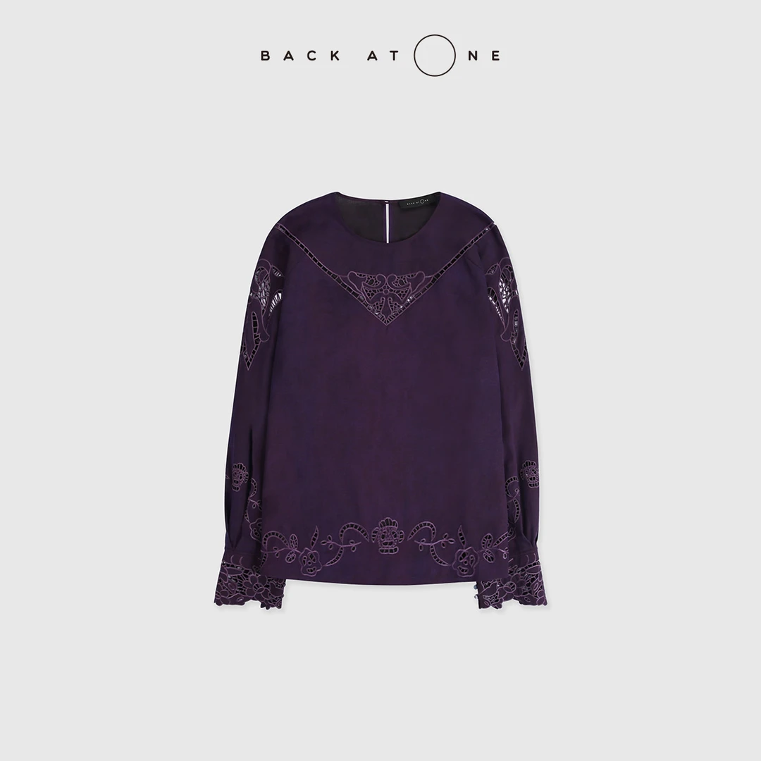 BackAtOne “蔓蔓光韵” 奢美重工紫色镂空绣花上衣 BFS-1BB100C-K