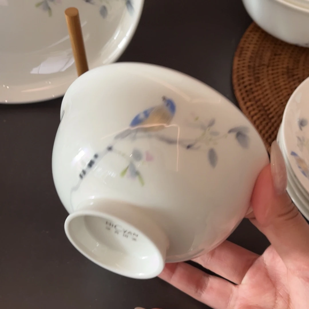 瓷片春风禾雀高足碗