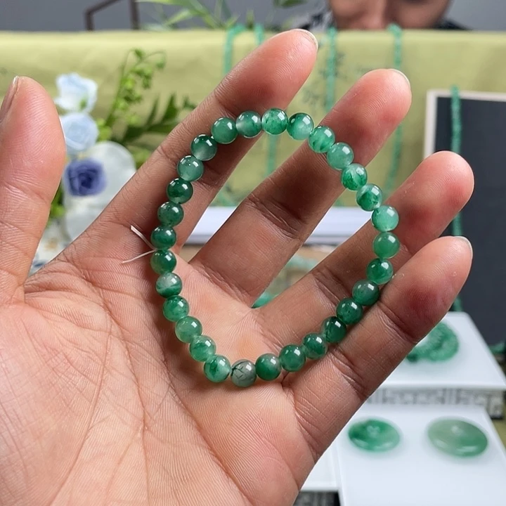 石英质玉（非洲翠）合金手链非洲翠手串