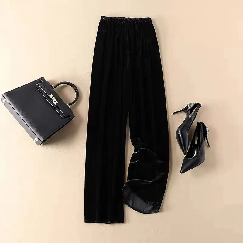 【ML】设计师款高档小黑直筒阔腿裤