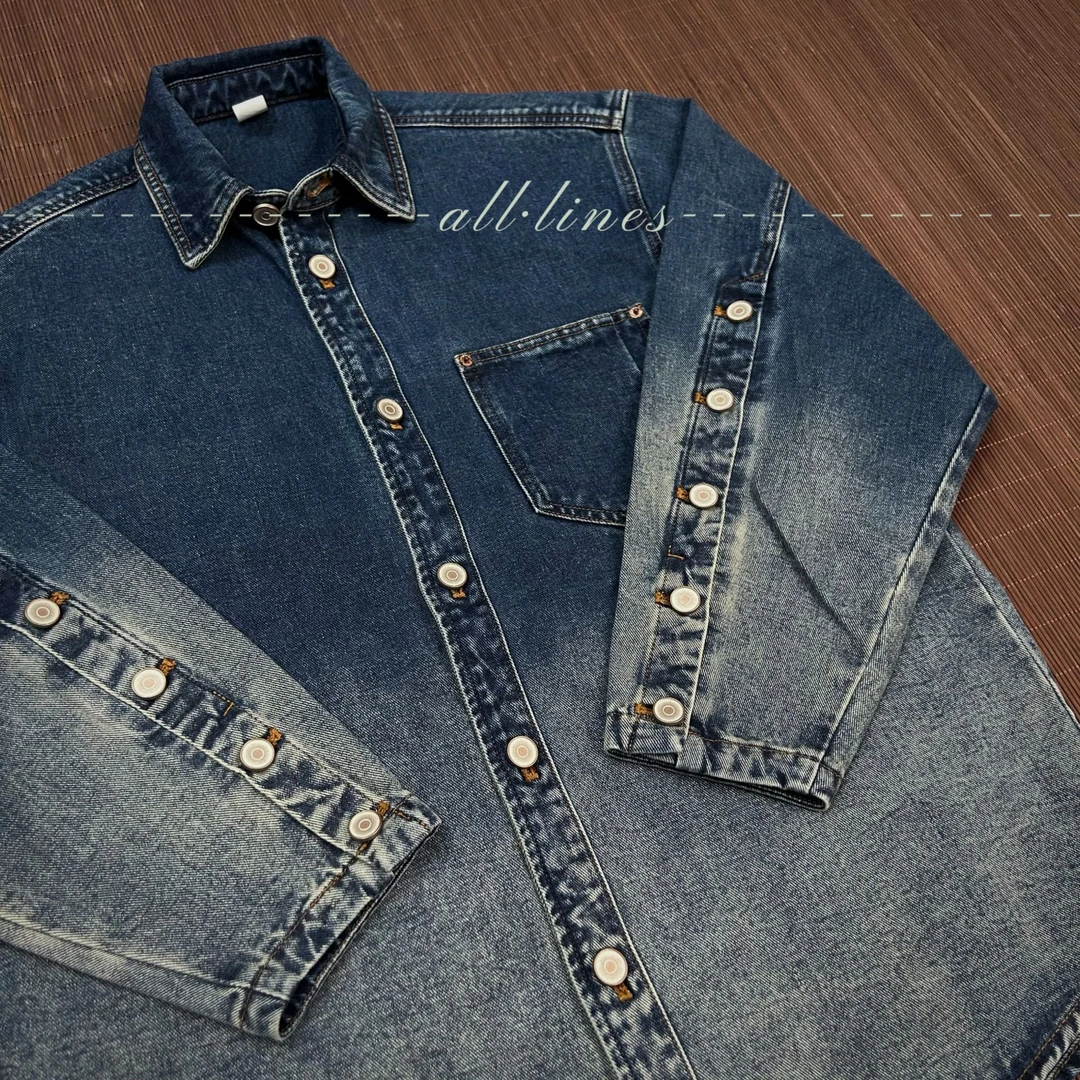 AL"千屿「渐变排扣」秀款14盎司中古五金顶奢重工牛仔夹克 C-11580