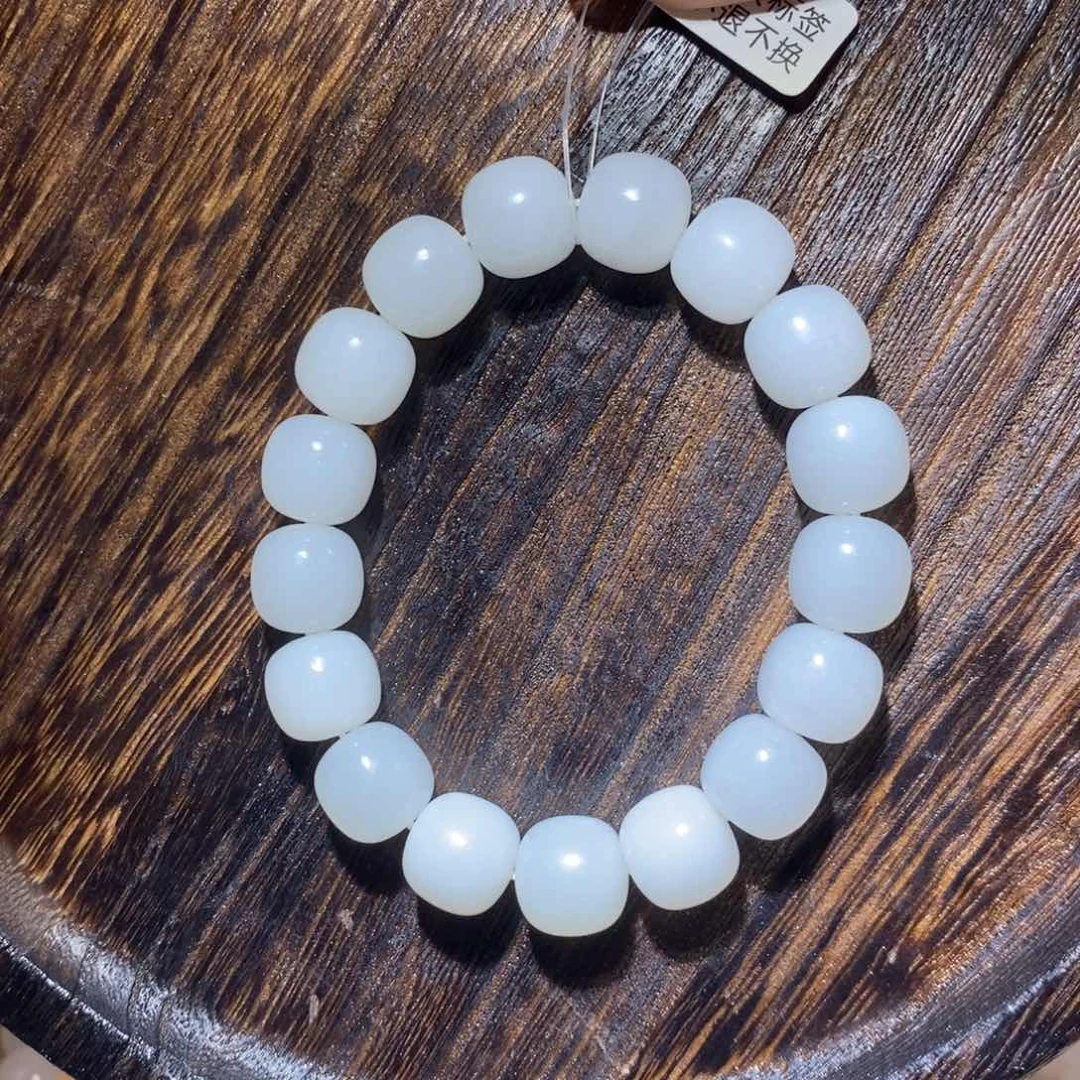 和田玉手串未镶嵌卡13老型微瑕