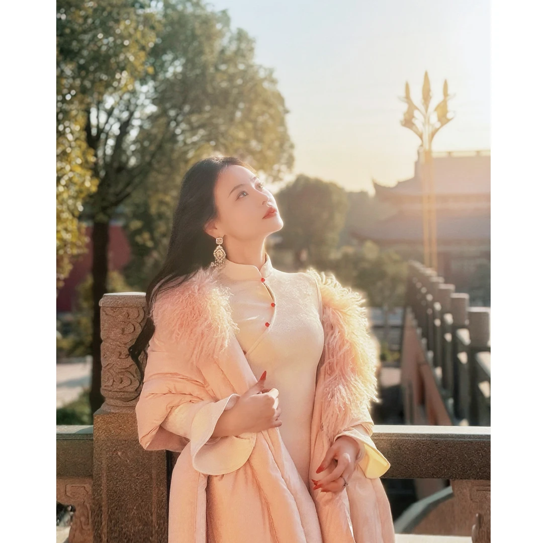 苏故里【雪梅梢】新款冬季加绒修身显瘦气质改良新中式旗袍中长