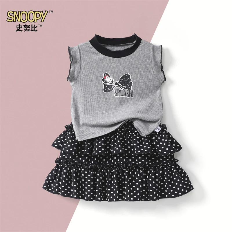 Snoopy/史努比纯棉女童套装薄款儿童无袖裙子2件套洋气女孩童装