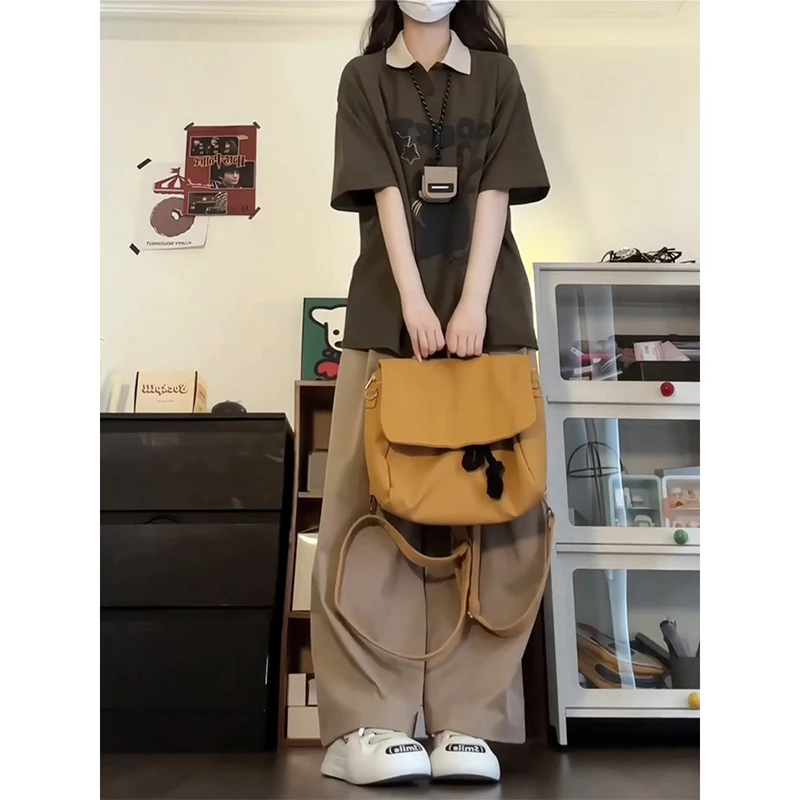 日系复古休闲运动套装女夏学生宽松韩版时尚短袖阔腿裤两件套