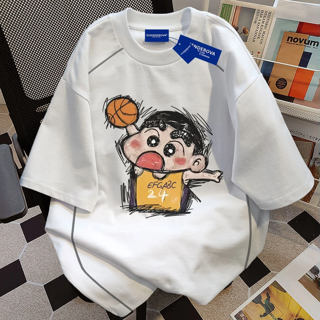 100%纯棉日系潮流感短袖t恤男女夏季爆款宽松街头圆领情侣上衣服