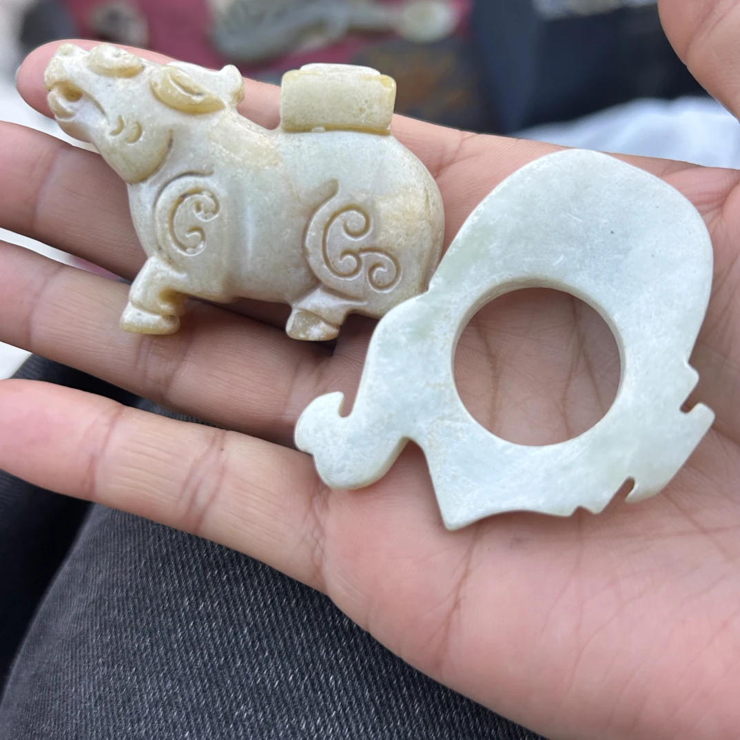 老玉高古玉兽把件古玩玉器收藏玉石古董摆件