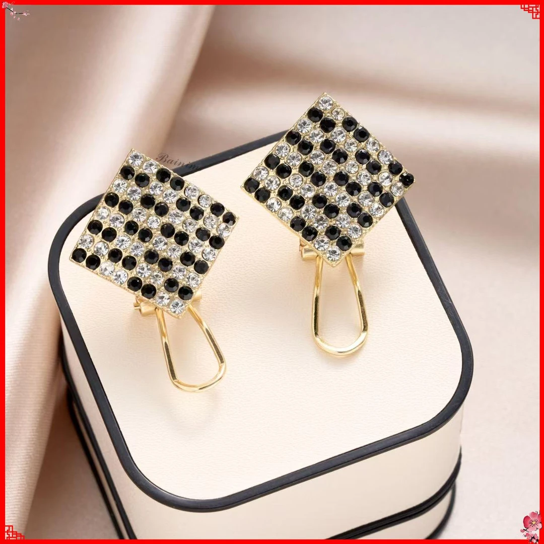 合金耳饰  925银针【30】超仙千鸟格耳钉耳排精致时尚小众百搭超闪