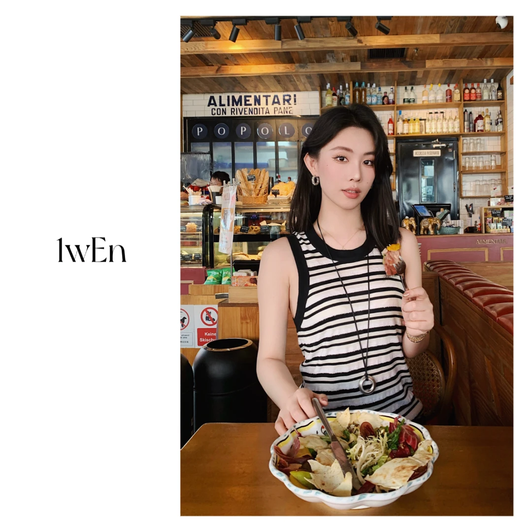 1wEn【时髦减龄】YS1同款圈圈纱强捻细绒棉O压提花条纹显瘦针织背心